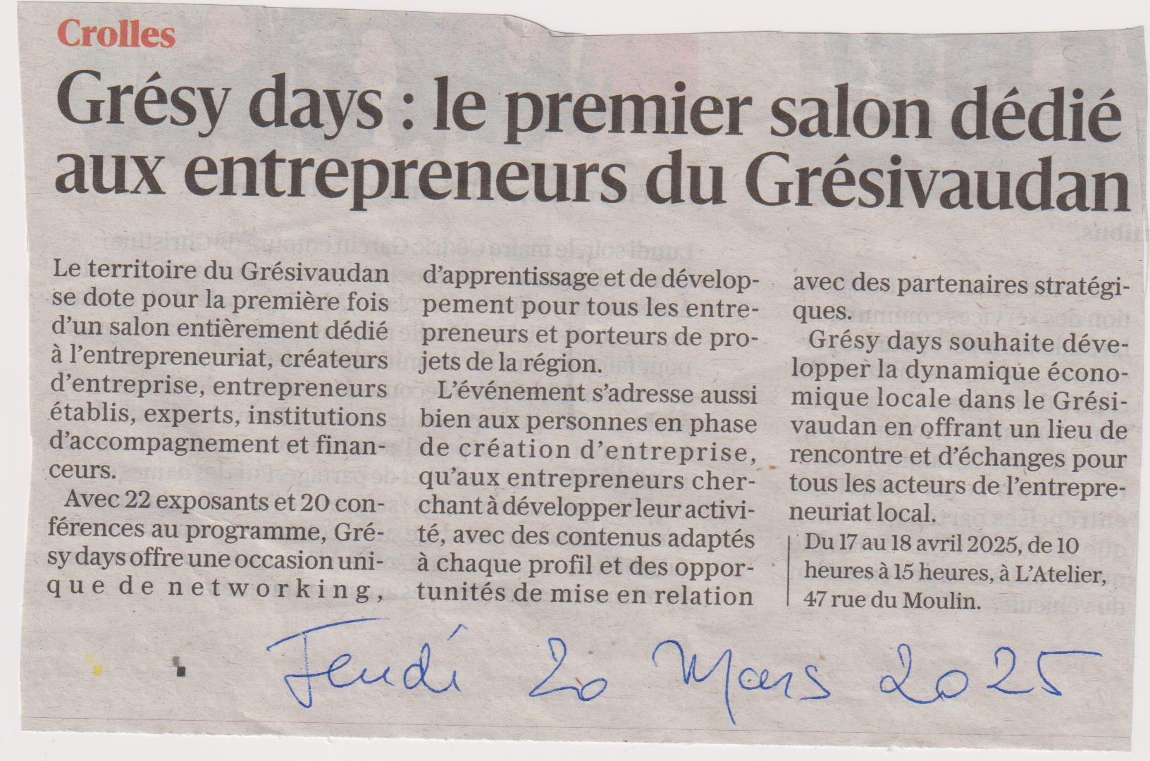 1er salon des entrepreneurs du gresivaudan