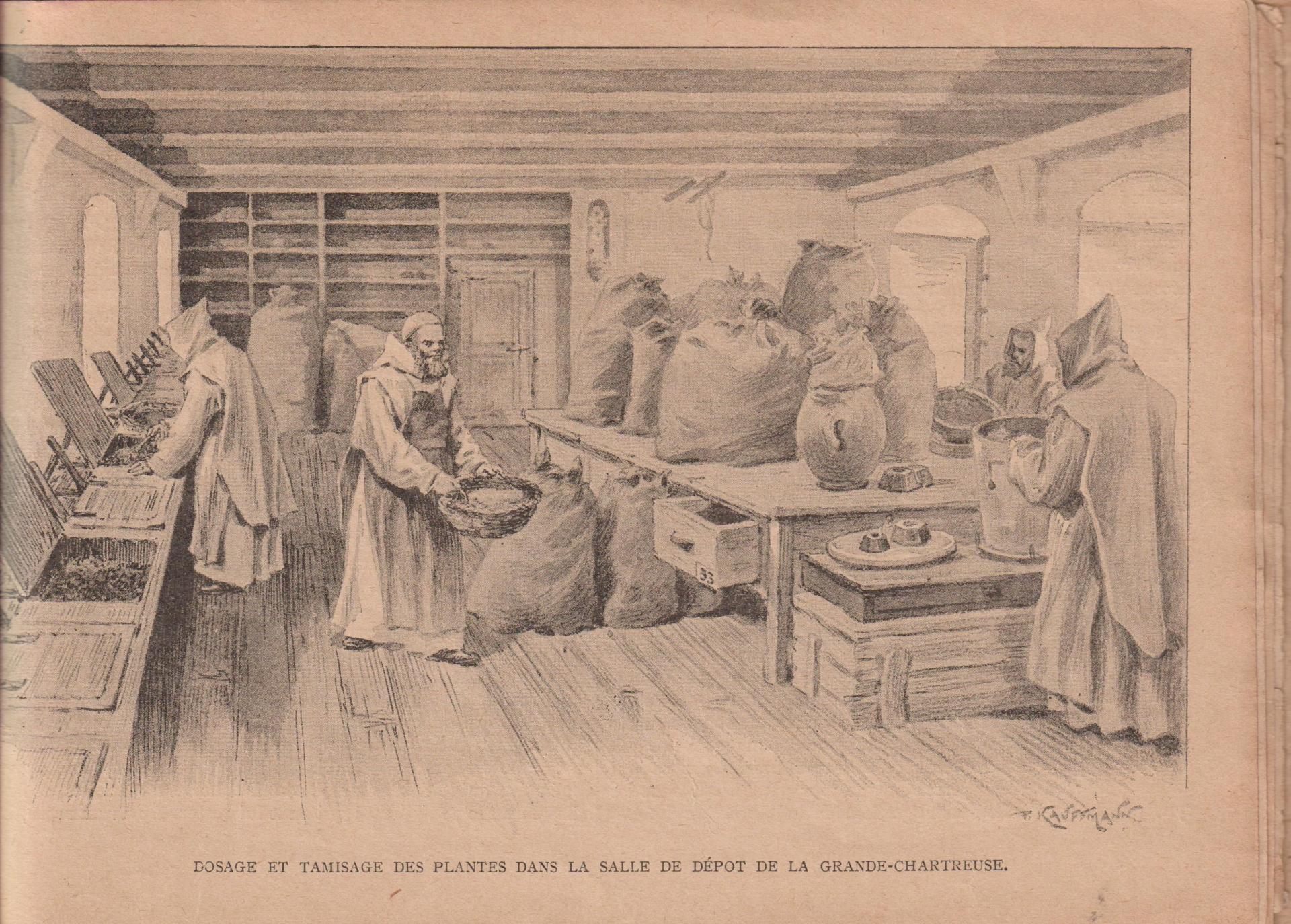Dosage et tamisage des plantes dans la salle de depot de la gde chatreuse 1